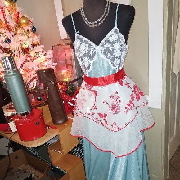 Vintage crisp chiffon Apron NWOT! C100 - Picture 4 of 6